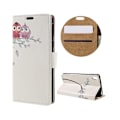 Miniatyrbillede 1 af 2: Moberg læder-etui med indbygget holder til Sony Xperia E5 - Uglepar på gren Multicolor