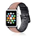 Miniatyrbild 6 av 6: Apple Watch Series 8 (41mm) Klockarmband i kohudläder i kolfibermodell - Brun / Svart Brun