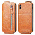 Pikkukuva 1 / 6: Vertical Flip Phone Suojakotelo With Zipper For iPhone Xs Max - Ruskea Brown