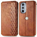 Pikkukuva 1 / 6: Nahkakotelo With A Stylish Rhombus Imprint For Motorola Edge 30 Pro - Ruskea Brown