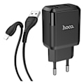 Miniatyrbillede 1 af 2: HOCO N7 Speedy dual port charger set(Lightning)(EU) - Sort Black