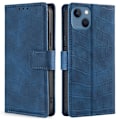 Pikkukuva 1 / 2: Krokotiilin Nahkainen Läppäkotelo For iPhone 14 - Sininen Blue