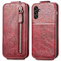 Pikkukuva 1 / 2: Vertical Flip Phone Suojakotelo With Zipper For Samsung Galaxy M23 / F23 - Punainen Red