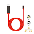 Miniatyrbillede 2 af 2: Universel USB C til HDMI USB 3.1 Type C hanstik to HDMI hanstik 4K High Speed kabel Adapter til 2017 MacBook, ChromeBook Pixel Samsung Galaxy S8 Red