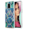 Pikkukuva 1 / 2: Marble Patterned Suojakuori With Ring Holder For Xiaomi Redmi Note 9 Pro Max / 9 Pro / 9s - Sininen / Vihreä Blue