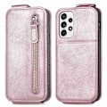 Miniatyrbillede 1 af 6: Vertical Flip Phone Etui med Zipper til Samsung Galaxy M32 5G / A32 5g - Rødguld Pink