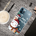 Miniatyrbillede 2 af 2: Fleksibelt cover til iPhone 14 Pro, julemønstertryk Velbeskyttet mobiltelefontaske - Sød Pingvin-Snemand Red
