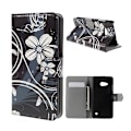 Miniatyrbillede 1 af 2: Moberg Microsoft Lumia 550 Læder Etui - Hvide Blomster Multicolor
