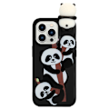 Miniatyrbillede 1 af 2: Cute 3D iPhone 14 Pro cover - Tre Pandaer Black