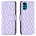 Miniatyrbillede 1 af 2: Rhombus Mønster Matte Flip Case til Motorola Moto G22 - Lilla Purple
