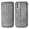 Miniatyrbillede 1 af 2: Læder Etui med A Stilfuldt Rhombus Tryk til Nokia G60 - Grå Silver grey