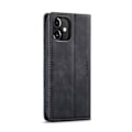 Miniatyrbillede 2 af 2: CASEME 013 Series Auto-absorberet læderstativ Flip Shell med tegnebog iPhone 12 Pro/12 - Sort Black