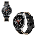 Miniatyrbillede 1 af 2: Samsung Galaxy Watch (46mm) ridge stil ægte læder Urrem - Sort Black