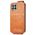 Pikkukuva 2 / 2: Vertical Flip Phone Suojakotelo With Zipper For Samsung Galaxy M53 5G - Ruskea Brown