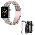 Miniatyrbild 1 av 4: Klockarmband med 3 pärlor i resin och genomskinligt fodral för Apple Watch Series 3/2/1 42mm - Rosa Grön Mix Rosa