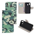 Miniatyrbillede 1 af 2: Samsung Galaxy A40 lædercover med krydsstruktur - kamuflage Green