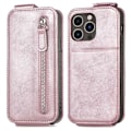Pikkukuva 1 / 2: Vertical Flip Phone Suojakotelo With Zipper For iPhone 14 Pro Max - Ruusukulta Pink