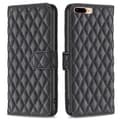 Rombemønster, matt flip-deksel for iPhone 7 Plus - Svart Black