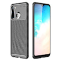 Miniatyrbillede 1 af 2: Carbon Shield Samsung Galaxy A21 cover - Sort Black