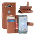Miniatyrbillede 1 af 2: Sony Xperia XZ2 Compact litchi tekstur PU læder flip etui - Brun Brown