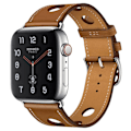 Miniatyrbild 1 av 2: Apple Watch Series 4 44 mm klockarmband i äkta läder med tre hål - Brun Brun