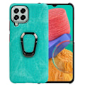 Miniatyrbillede 1 af 2: Stødsikkert lædercover med oval kickstand til Samsung Galaxy M33 5G - Cyan Green