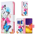 Miniatyrbillede 1 af 2: Wonderland Samsung Galaxy A82 5G Flip etui - Livlige sommerfugle Multicolor