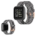 Miniatyrbillede 1 af 2: Fitbit Versa / Versa 2 / Blaze nylon Urrem - Sort Stripe Black
