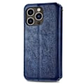 Pikkukuva 2 / 2: Nahkakotelo With A Stylish Rhombus Imprint For iPhone 14 Pro Max - Sininen Blue