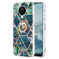 Pikkukuva 1 / 2: Marble Patterned Suojakuori With Ring Holder For Nokia G10 / G20 - Sininen / Vihreä Blue