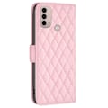 Miniatyrbillede 2 af 2: Rhombus Mønster Matte Flip Case til Motorola Moto E30 / E40 - Lyserød Pink