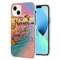 Miniatyrbillede 1 af 2: Marble design iPhone 14 Plus cover - Hold Aldrig Op Med At Drømme Multicolor