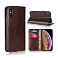 Miniatyrbillede 1 af 2: Crazy Horse iPhone XS flip cover i ægte læder - Kaffe Brown