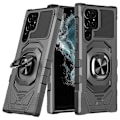 Miniatyrbillede 1 af 6: Slidstærkt cover i hård plast med blød inderside og kickstand til Samsung Galaxy S22 Ultra - Sort Black
