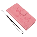 Miniatyrbillede 2 af 2: Huawei P9 Lite Mini stemplet sommerfugl og blomster PU læder flip etui - Pink Pink