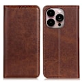 Miniatyrbillede 1 af 2: iPhone 14 Pro Max flip etui i ægte læder med pung – Brun Brown