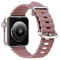 Miniatyrbild 1 av 2: Apple Watch Series 8 (41mm) klockarmband i äkta läder - Ljusrosa Rosa