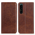Miniatyrbillede 1 af 2: Flip Etui med Pung i Ægte Læder til Sony Xperia 1 V - Kaffe Brown
