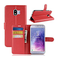 Miniatyrbillede 1 af 2: Samsung Galaxy J4 (2018) litchi tekstur læder flip etui - Rød Red