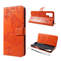 Miniatyrbillede 1 af 2: Huawei P30 Pro trykt sommerfugl læder flip etui - Orange Orange