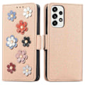 Pikkukuva 1 / 2: Pehmeä kukkakoristelu nahkakotelo Samsung Galaxy A33 5G - Khaki Brown