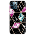 Miniatyrbild 1 av 2: Marmormotiv iPhone 14 Pro skal - Kakel Av Svart / Cyan / Ros multifärg