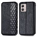 Miniatyrbillede 1 af 2: Læder Etui med A Stilfuldt Rhombus Tryk til Motorola Moto G53 - Sort Black