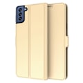 Miniatyrbillede 1 af 2: Glat og tyndt premium Samsung Galaxy S21 FE læderetui - Guld Gold
