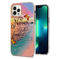 Pikkukuva 1 / 2: Marble Patterned Suojakuori With Ring Holder For iPhone 14 Pro Max - Never Stop Dreaming Multicolor