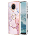 Miniatyrbillede 1 af 2: Marble Mønstret Cover med Ring Holder til Nokia G10 / G20 - Rose Guld Marmor Haze Pink