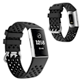 Miniatyrbild 1 av 2: Fitbit Charge 4 / 3 square hole silicone watch band - Black Svart