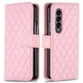 Miniatyrbild 1 av 2: Matt Samsung Galaxy Z Fold4 fodral med rombmönster - Rosa Rosa