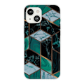 Miniatyrbillede 1 af 2: iPhone 14 6,1 tommer A Blacke Flisefragmenterarble Pattern Case IMD Soft Flexible Drop Protective Cover Shell - Smaragd Marmor Green