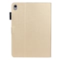 Miniatyrbillede 2 af 2: iPad 10.9 (2022) / iPad 10th Gen Påtrykt blomme-blomstermønster Visning Stand Shell Wallet Design Vegansk læder Stødabsorberende tablet etui med penne Gold